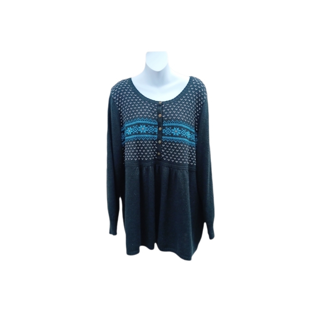 Denim 24/7 Fair Isle Sweater Black Size 2X